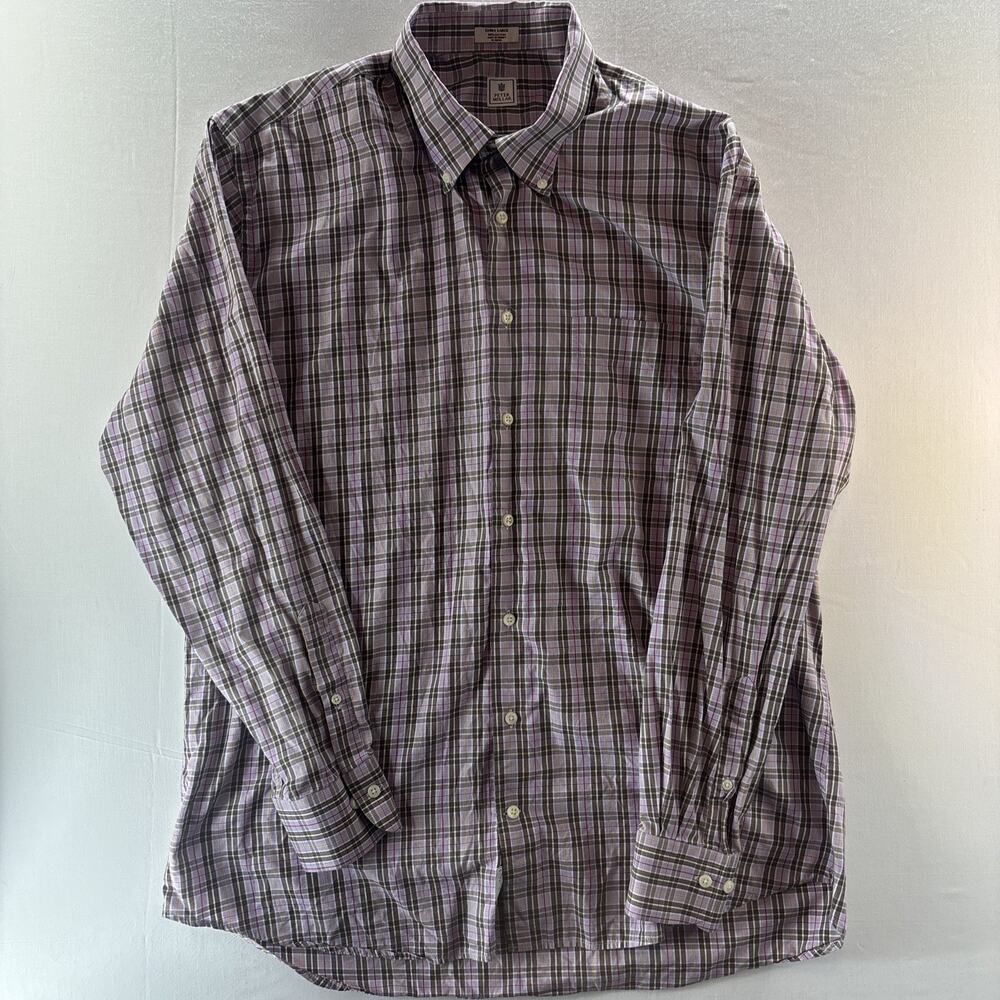 Peter Millar Button Up‎ Shirt Long Sleeve Plaid Lightweight Cotton Mens XL